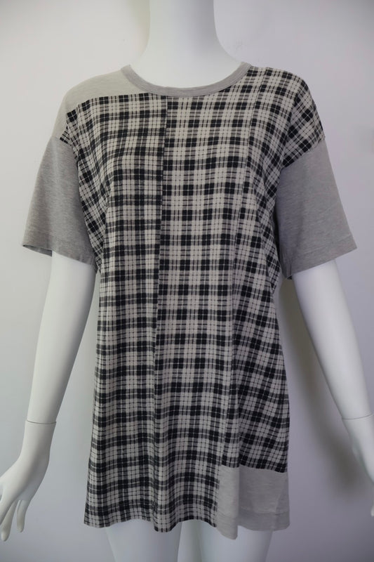 90s Comme des Garçons Homme Plaid Print Asymmetrical T-Shirt