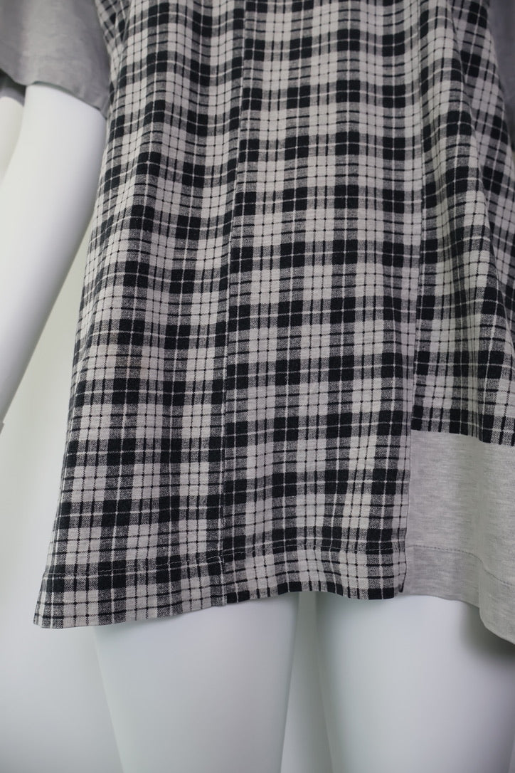 90s Comme des Garçons Homme Plaid Print Asymmetrical T-Shirt
