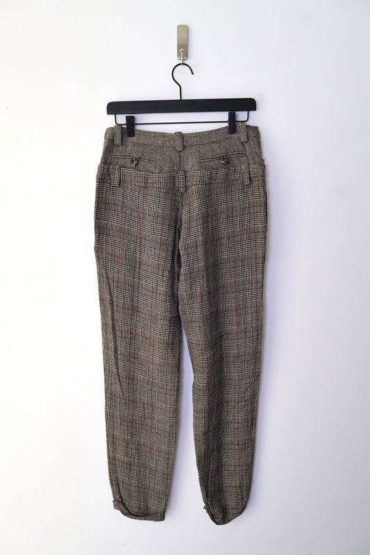 Double Waisted Plaid Trousers