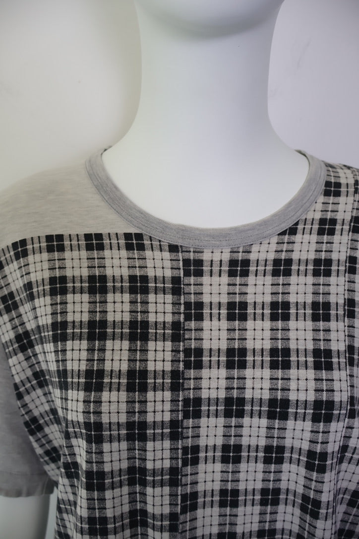 90s Comme des Garçons Homme Plaid Print Asymmetrical T-Shirt