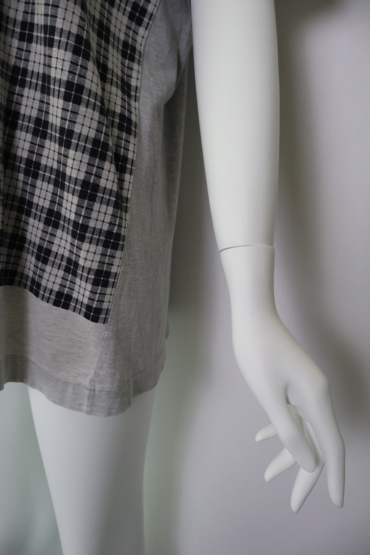 90s Comme des Garçons Homme Plaid Print Asymmetrical T-Shirt
