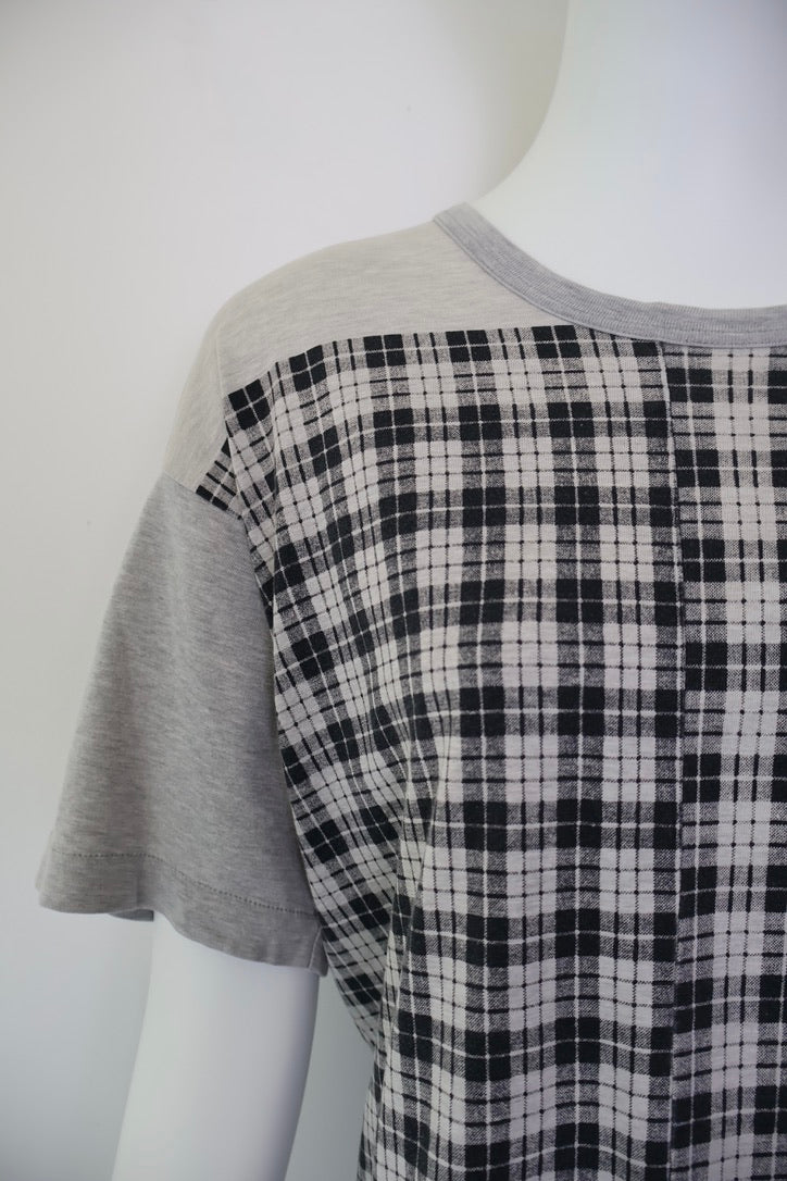 90s Comme des Garçons Homme Plaid Print Asymmetrical T-Shirt