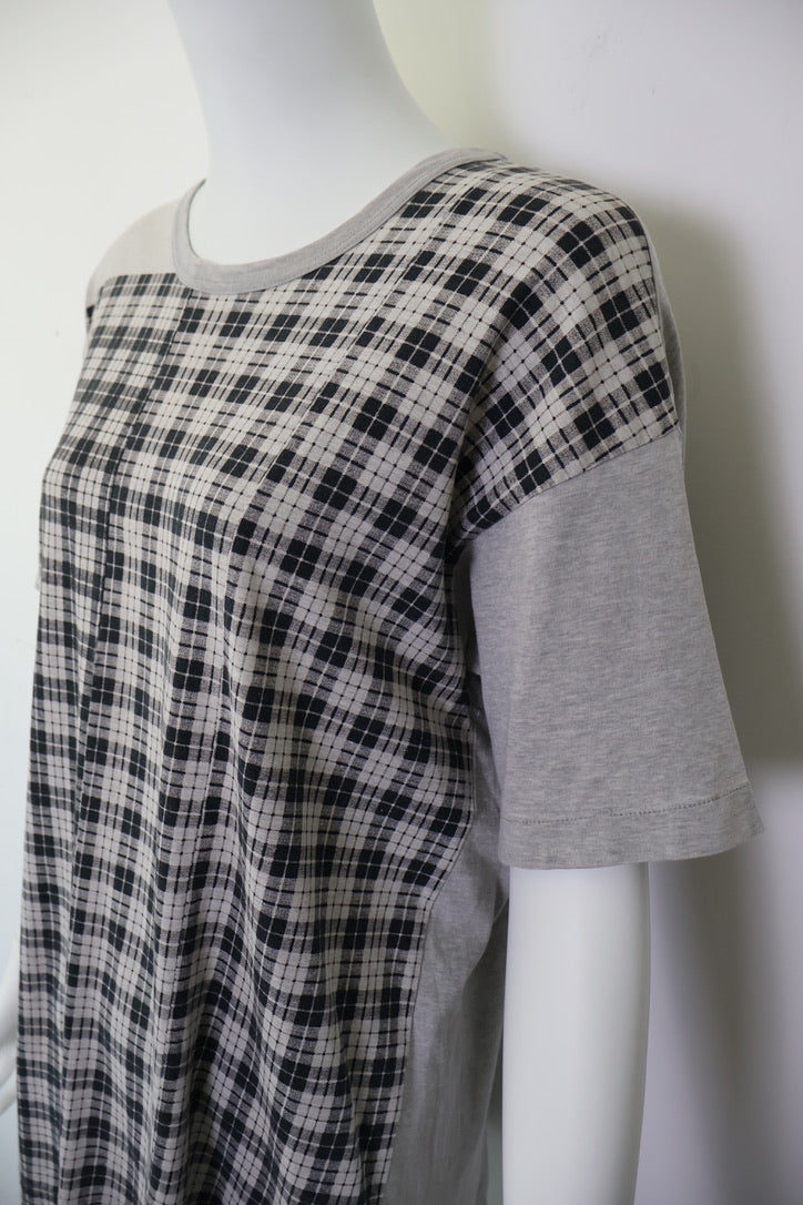 90s Comme des Garçons Homme Plaid Print Asymmetrical T-Shirt