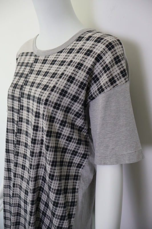 90s Comme des Garçons Homme Plaid Print Asymmetrical T-Shirt