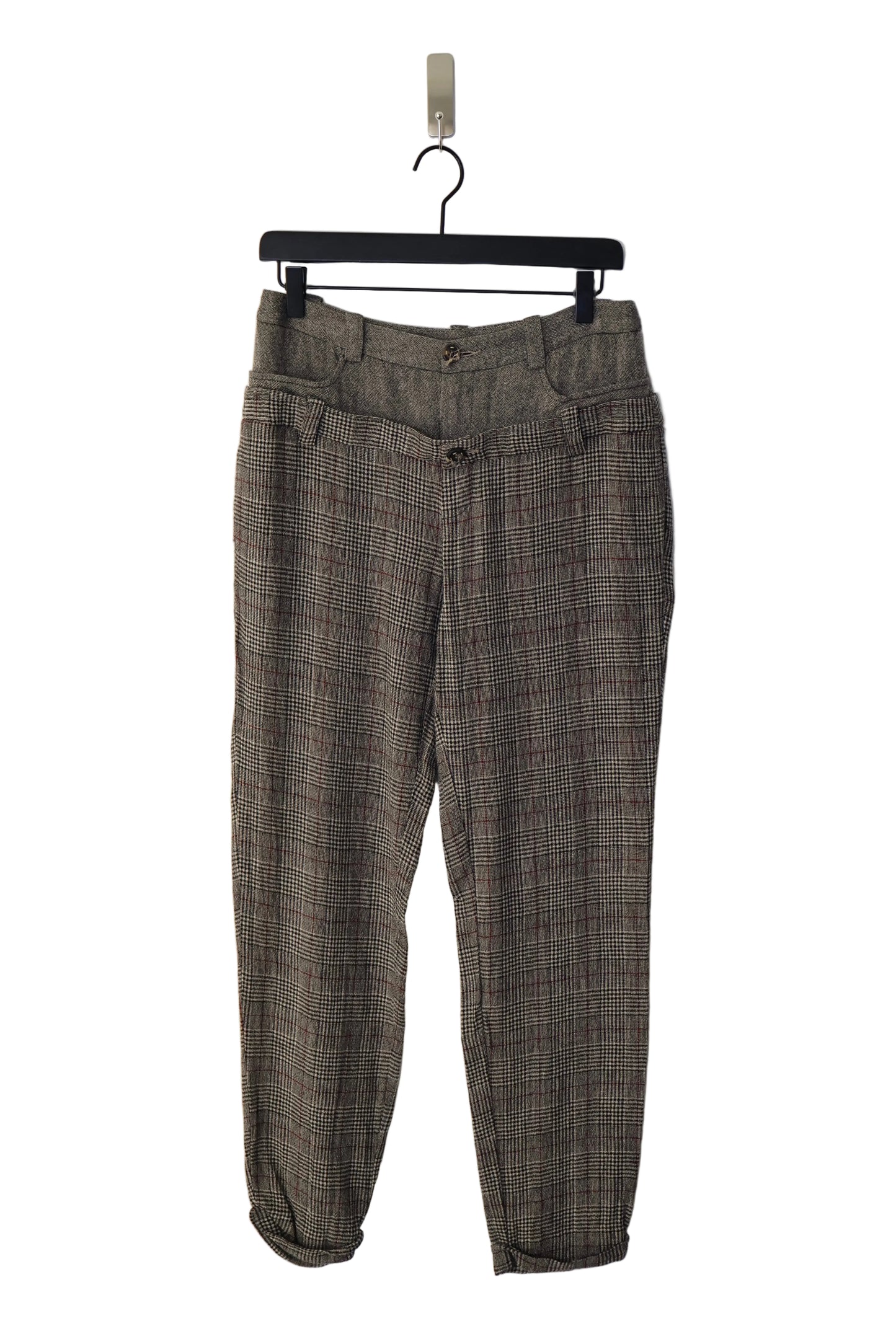 Double Waisted Plaid Trousers