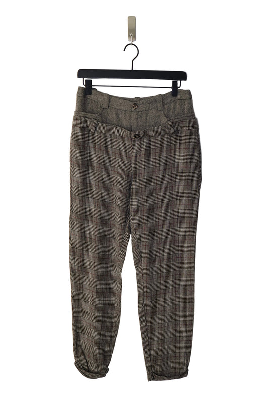 Double Waisted Plaid Trousers