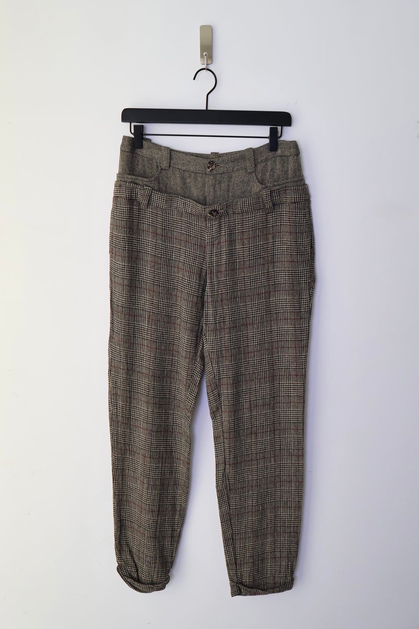 Double Waisted Plaid Trousers