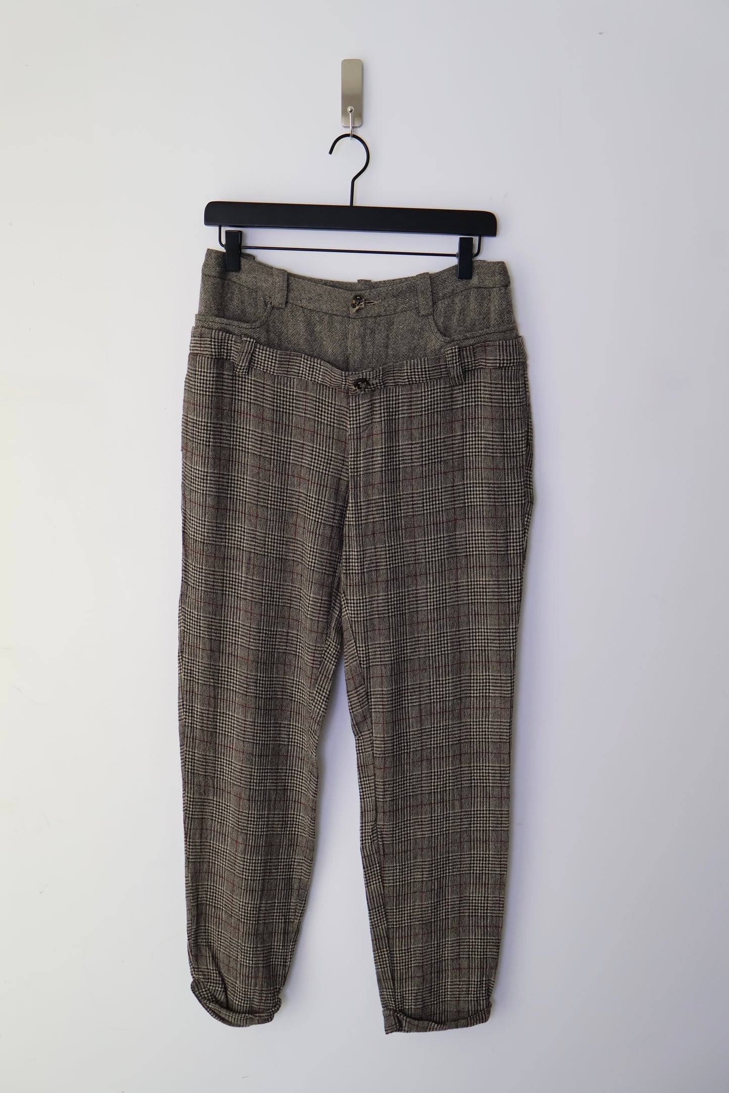 Double Waisted Plaid Trousers